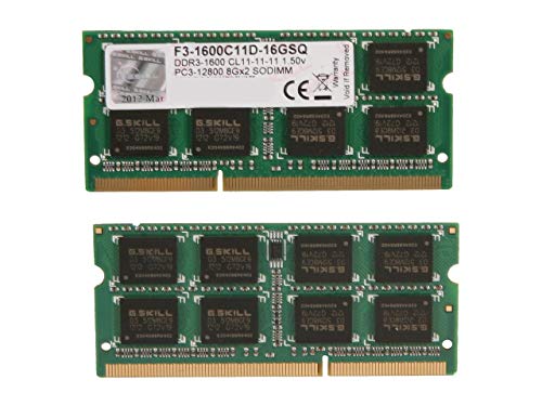 G.Skill F3-1600C11D-16GSQ 16 GB (2 x 8 GB) DDR3-1600 SODIMM CL11 Memory