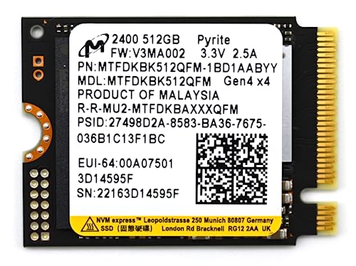 Micron 2400 512 GB M.2-2230 PCIe 4.0 X4 NVME Solid State Drive